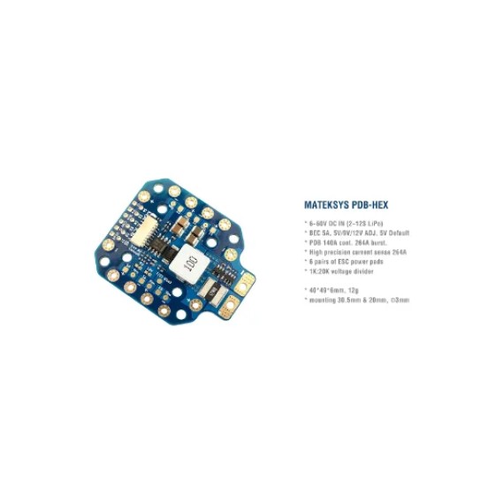 Mateksys Matek Systems PDB-HEX PDB HEX 12s 6~60V 5A Regulator Current Sense FC Multirotor FPV Racing Long Range